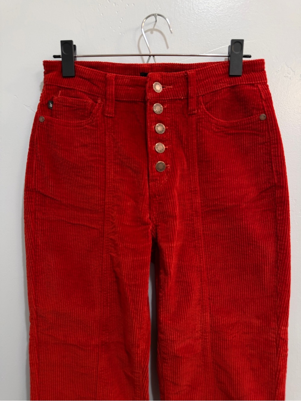 Judy Blue High Rise Button Fly Ankle Straight Corduroy Pants Rust Red Size 5/27 - Picture 10 of 14
